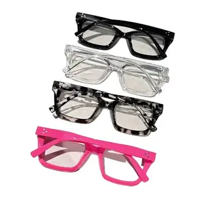 Street Trend Stylish Square Frames Glasses for Women Trendy Eyeglasses in Black Clear & Pink for Everyday Use Fashion Modern Accessories for Outdoor Activities Mother's Day Gifts Vintage