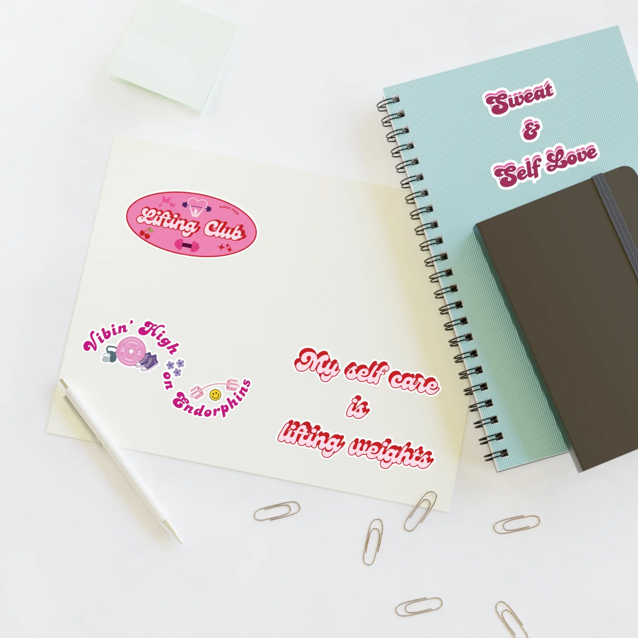 Fitness Motivation Sticker Sheets | Self-Care, Gym Aesthetic, Workout Decor, Lifting Club Designs, Inspirational Stickers