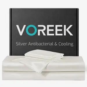 Silver Infused Bed Sheets - 20% Silk Sheet with Self-Technology for 3X Freshness Sleep, Luxe Soft Temperature Regulating Cooling Sheets for Hot Sleep (PearlWhite,King)
