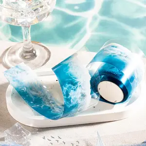 Sea Pattern Washi Tape, 1 Roll Waterproof Self Adhesive Decorative Tape, Multipurpose Decorative Tape for Water Bottle, Skateboard, Phone Case, Gift Wrapping