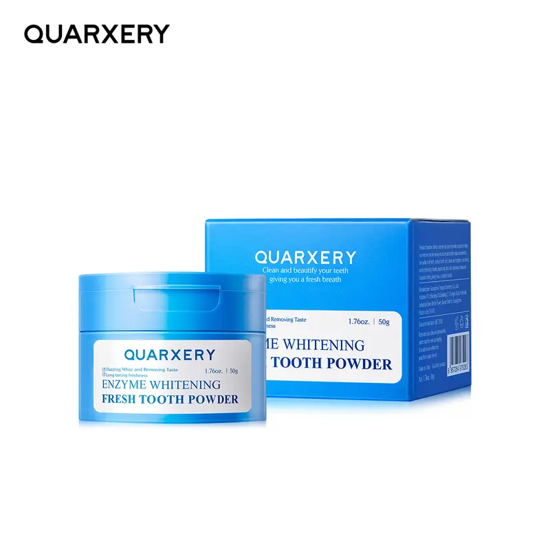 Quarxery Enzyme Whitening Fresh Tooth Powder - Unisex Adult Teeth Brightening Powder with Coffee Stain Removal, Pearl Infusion, Cleansing, Fresh Breath, Bad Breath Prevention for Oral Care, Prevents Bad Breath