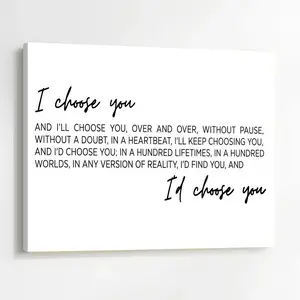 Wedding Vow Canvas Wall Art "I Choose You" Quote Poster Romantic Anniversary Gift for Husband Wife Minimalist Bedroom Decor