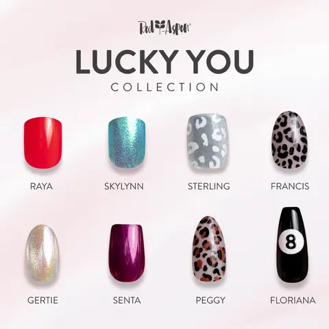Red Aspen Lucky You Press On Nails Collection Salon-Quality Damage-Free 2-Week Wear Nail Dashes
