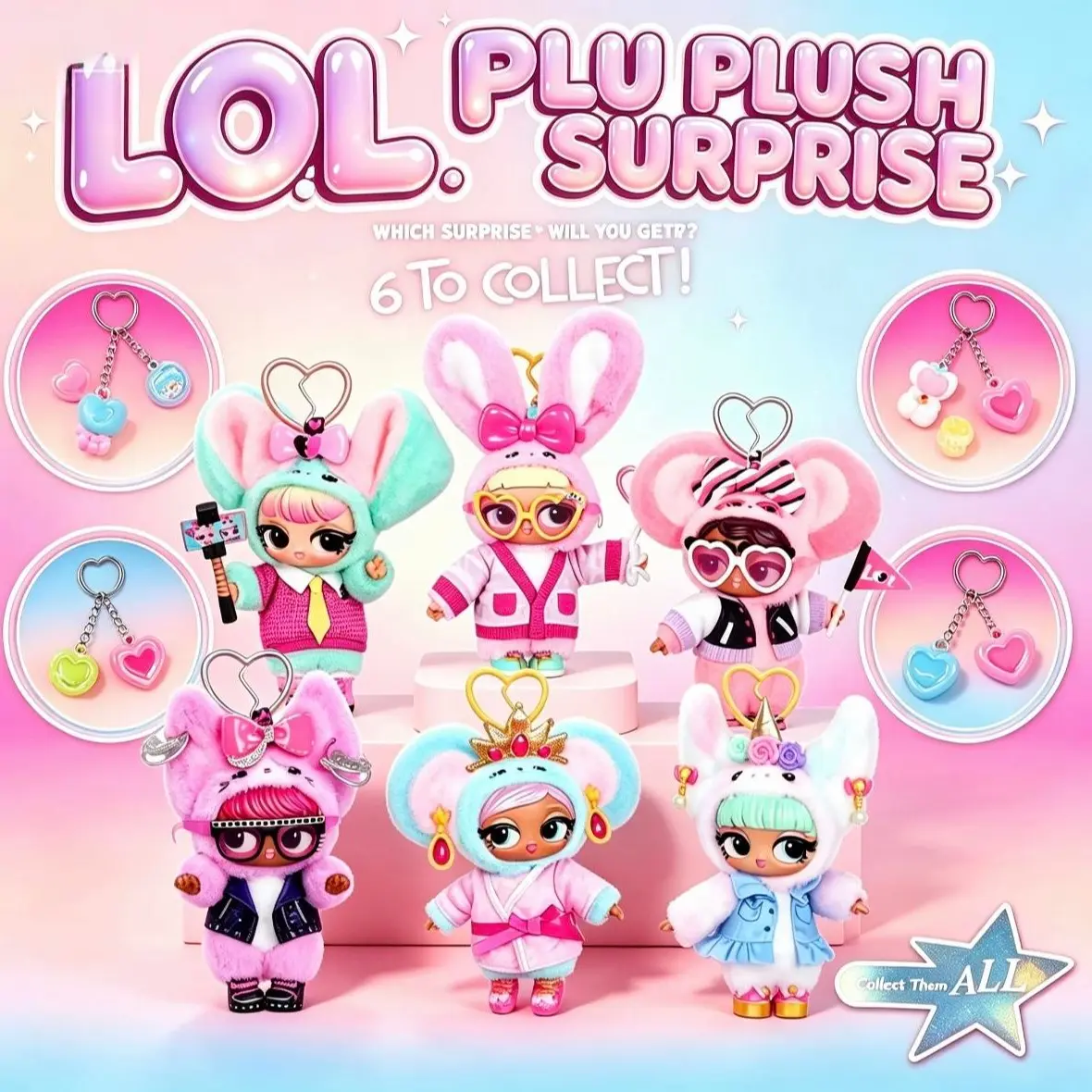 L.O.L. Surprise! Plush Surprise Zone Mystery Blind Box | Cute Animal Onesie Series | Soft Furry Bag Charms & Keychains | Collectible Mini Dolls in Bunny, Mouse & Unicorn Outfits | Trendy Y2K Gift for Girls
