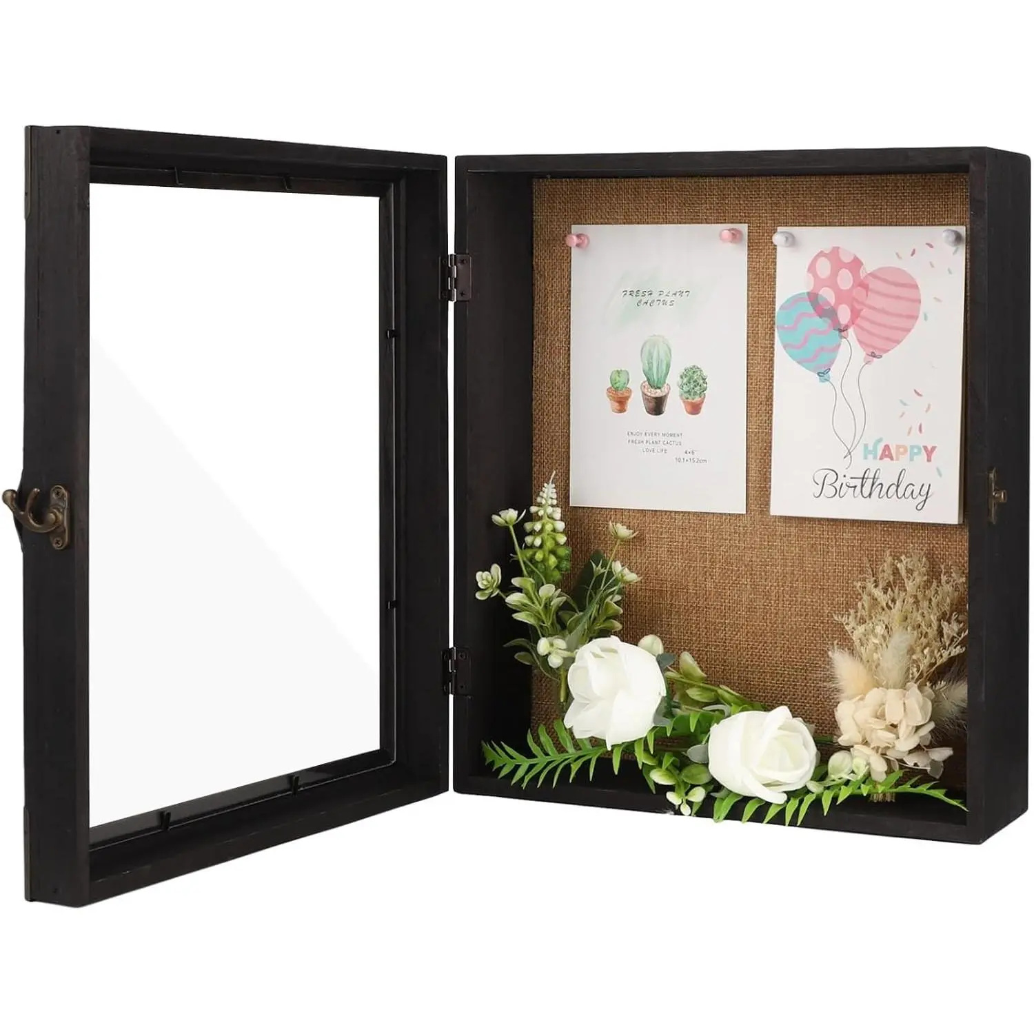 Black Deep Shadow Box Frame Display Case - 13 x 11 x 3.5 in, Wooden ...