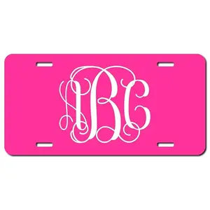 Hot Pink Personalized Vine Monogram Plate, Custom Truck Tag, Plate for women, Monogram, Accessories