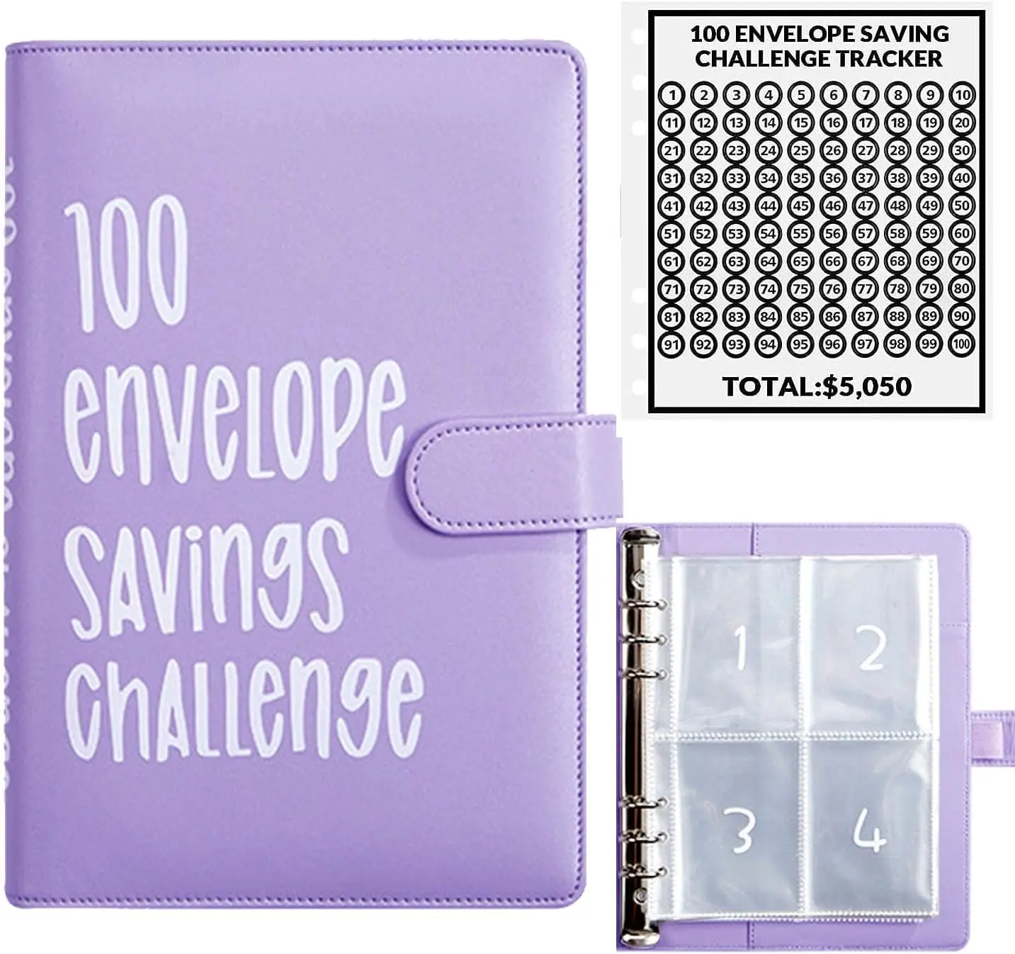 100 Envelopes Money Saving Challenge, 100 Envelope Challenge Binder, Easy and Fun Way to Save $5,050, Savings Challenges Budget Book Binder