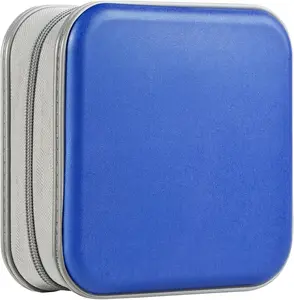DVD Case for ,48 Capacity CD Case Portable Hard Plastic CD Organizer Wallet Protective CD Storage (48 Capacity, blue)
