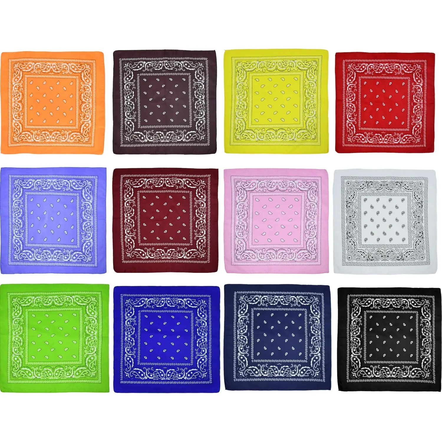 12Pcs Multi-Purpose Bandana Headbands Party Outdoor Head Scarf 22x22 inch Handkerchiefs for Women Men - Home Improvement.