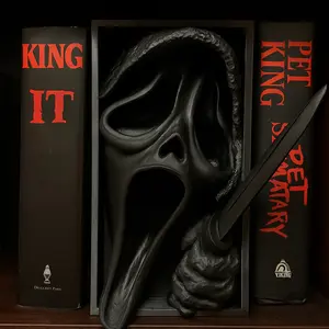 Ghost Face Book Nook — Matte Black Horror Shelf Insert