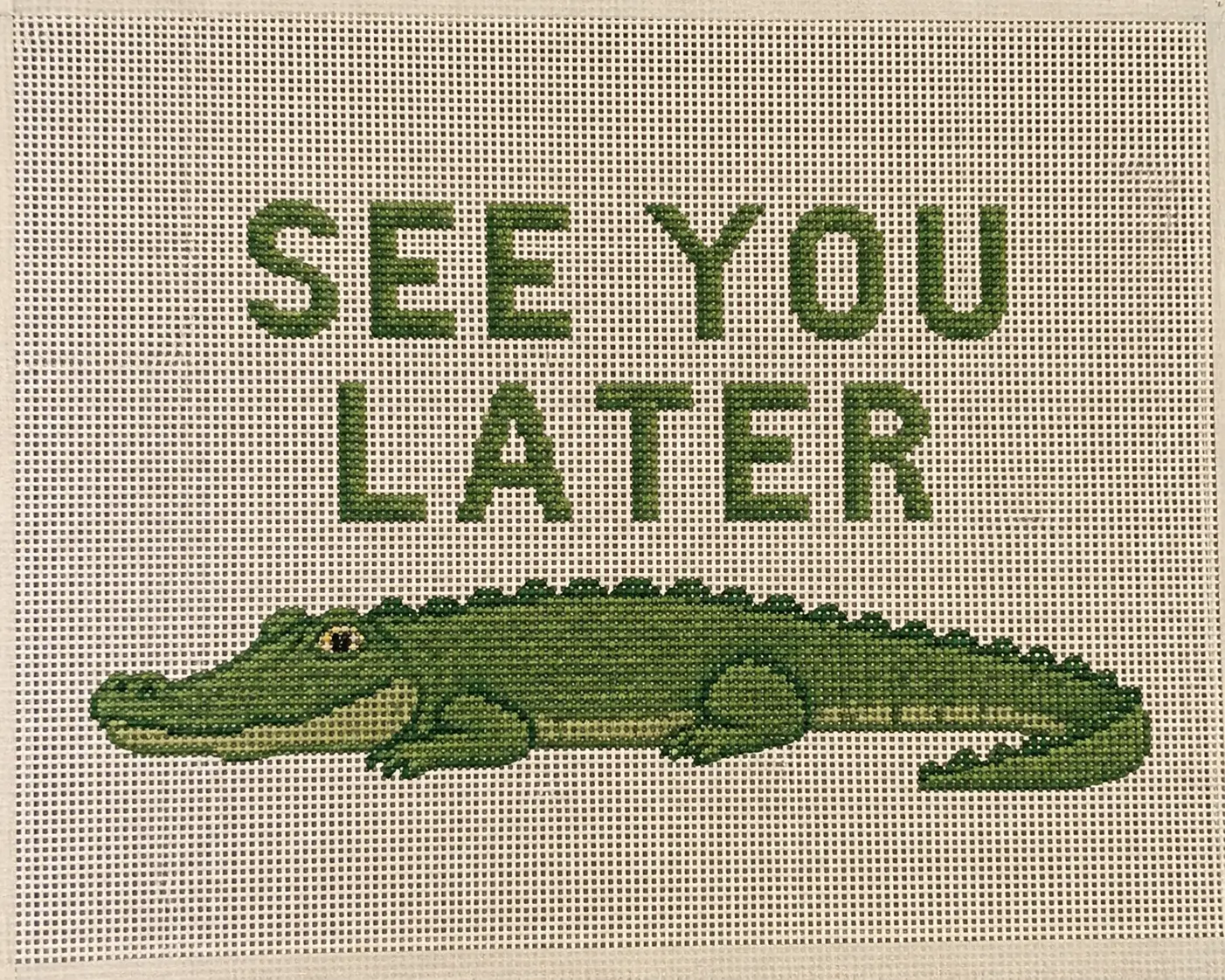 Later Alligator Printed Needlepoint Canvas Later Alligator Printed Needlepoint Canvas