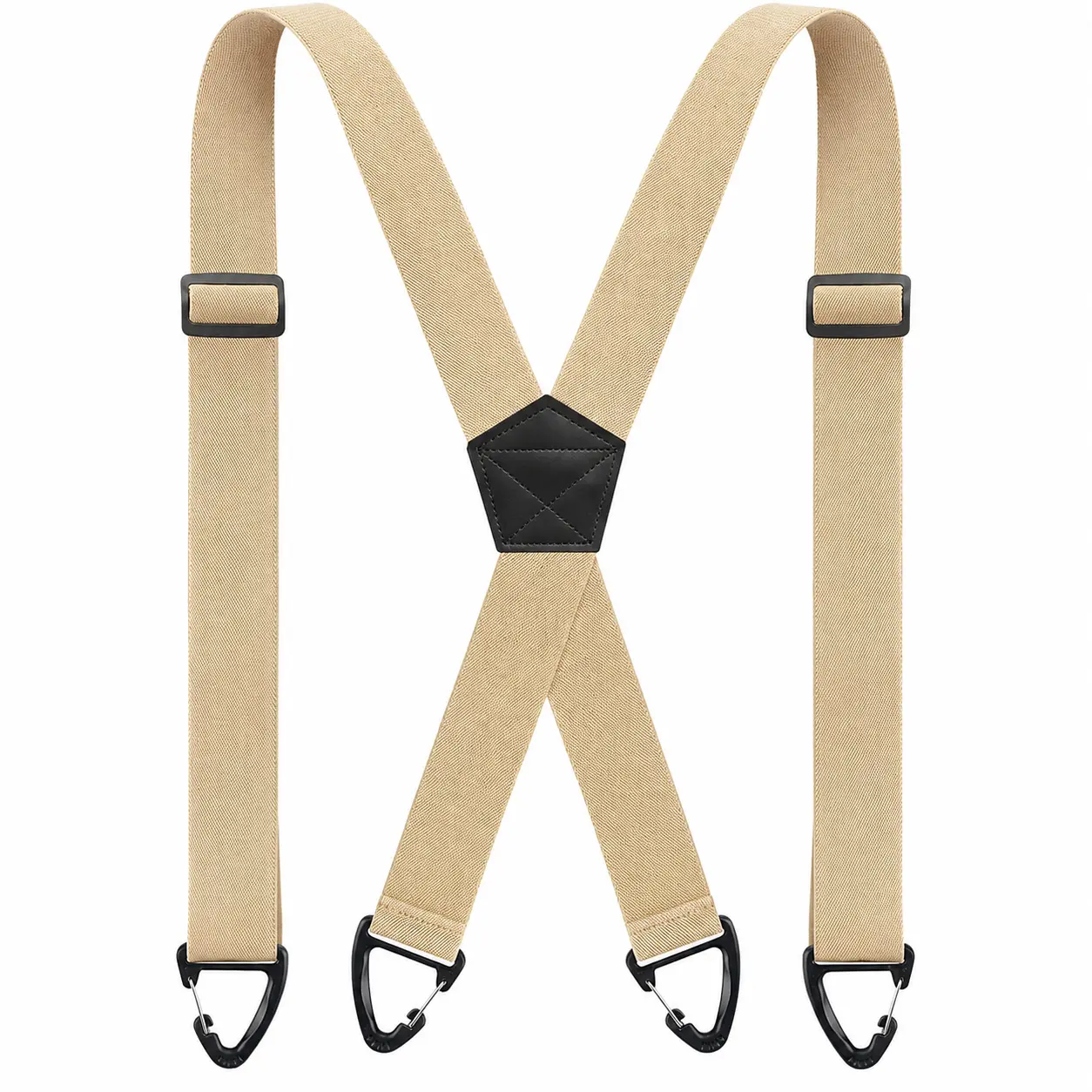 1.5-Inch X-Back Hidden Under-Clothing Heavy-Duty Work Suspenders for Men, Adjustable Waist Support Work Safety Gear for Home Improvement, Outdoor Activities (Beige)