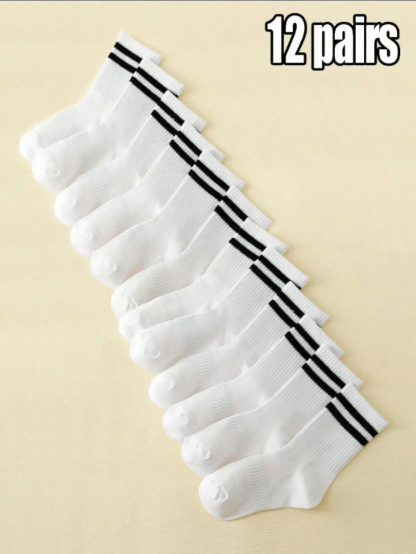 12 Pairs Kids Socks, Unisex Toddler Middle School Students, Plain Striped Mid-Calf Casual Sports Socks, Breathable Thin Summer Style, Youth Socks