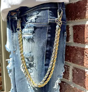 Men's Gold/Silver Rope Design Pant Chain – Stylish Accessory for Jeans