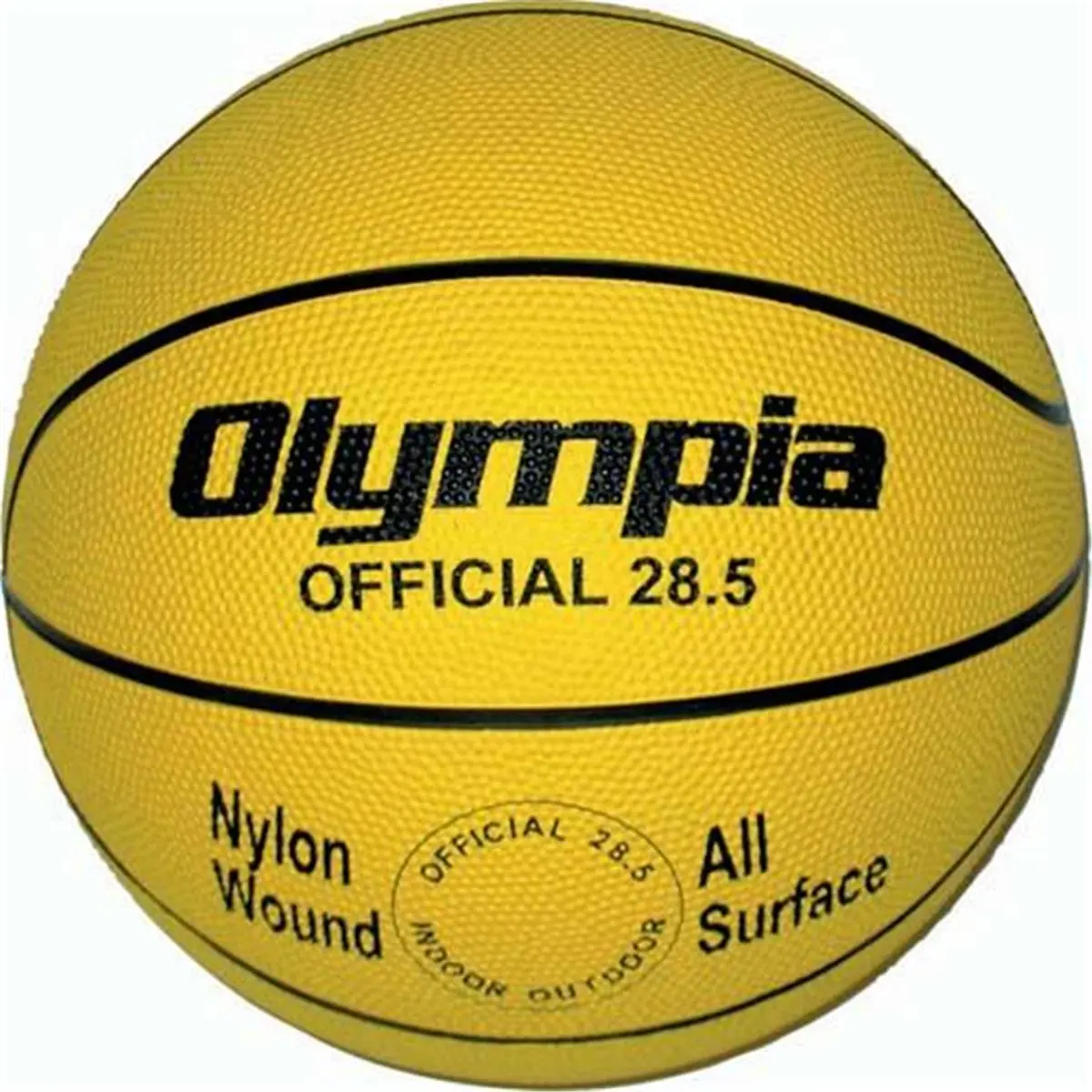 212 MAIN Official Intermediate Rubber Basketball, Heavy-Duty Nylon Wound, Butyl Bladder, Junior Sizes Available, Indoor/Outdoor Use, Yellow