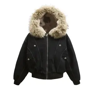 Hip-hop Winter Men Coat New Casual Thick Warm Parka Coat Streetwear Loose Men Clothing Hooded Faux Mink Collar Couple Short Coat