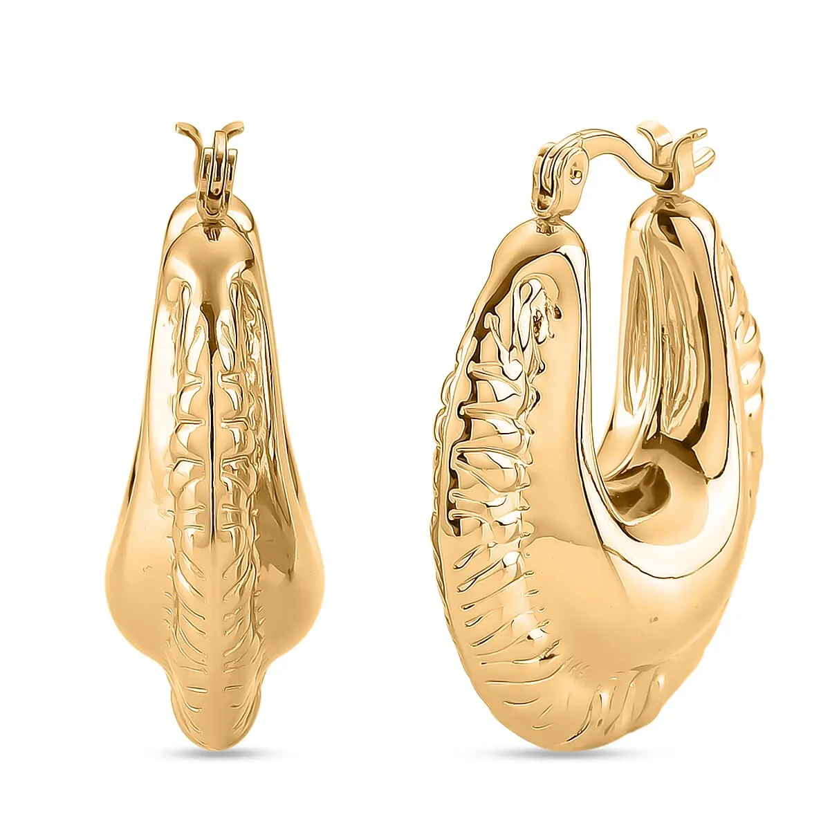 Twisted Croissant Hoop Earrings in Stainless Steel