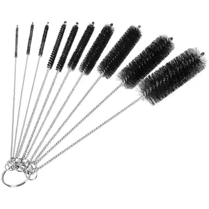 8 Inch Nylon Tube Bottle Cleaning Brushes Set, 10pcs, Black Steel cleaningbrushset
