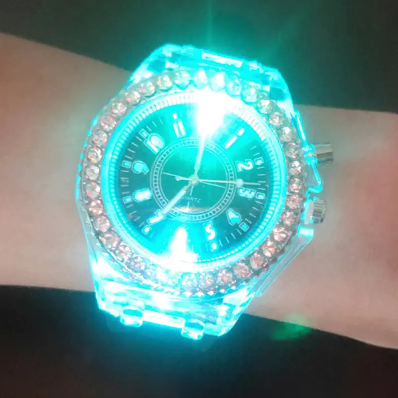 Fashionable Geneva LED Music Glowing Watch, Silicone Strap, Unisex Trendy Quartz Wristwatch, Casual Style, All Seasons Wear