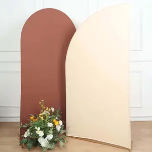 Matte Beige Fitted Spandex Half Moon Wedding Arch Cover, Custom Fit Chiara Backdrop Stand Cover 7ft