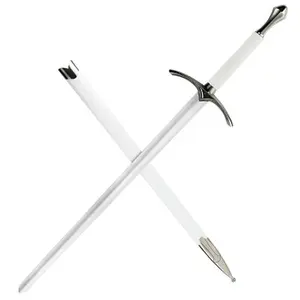 Dispatch 41.5" Medieval King Sword Stainless Steel Blade White Handle & Sheath