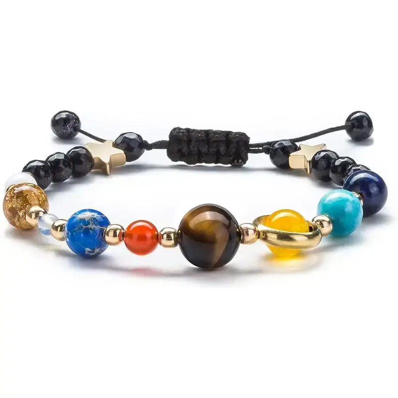 Women Solar System Bracelet Universe Galaxy The Eight Planets Guardian Star Natural Stone Beads Bracelet Bangle Gifts for Girls Women Solar System Bracelet Universe Galaxy The Eight Planets Guardian Star Natural Stone Beads Bracelet Bangle Gifts for Girls