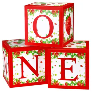 Strawberry One Balloon Boxes Shortcake Birthday Party Decorations 1St Birthday Party Supplies Strawberry Balloon Blocks Backdrop For Girl Berry First Birthday Supplies