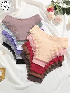 FINETOO Women's Lace Trim Briefs - Womenswear Panties, Soft Comfy Breathable Casual Underwear for Women, Daily All-Season Use