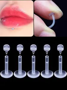 Unisex Acrylic Body Jewelry Set, Lip, Nose, and Eyebrow Rings, Clear Transparent Design, Hypoallergenic, Daily Wear & Parties, Minimalist