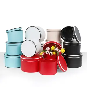 Set of 3, Round Flower Boxes, Plastic Liner, Various Colors | W738