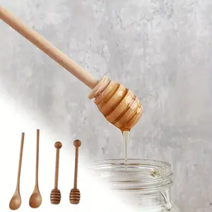 4 Pcs Honey Mixing Rod Set with Coffee Mixing Spoon Long Handle Beech Honey Mixer Cocktail Mixing Spoon Honey Mixing Rod Kitchen Tools Cutlery Lightweight Plastic Silicone
