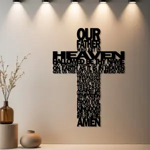 1pc Cross Metal Wall Art, Sacred Cross Statue Mural, Ideal Gift for Easter, Christmas, Religious Decor Enthusiasts, Rust-Resistant Metal Wall Decor Wall Sculptures, Perfect for Church Wall & Home Fence Wall