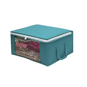 Large-capacity Storage Organizer, Foldable Clothes Zipper Box For Closet, Dustproof Bag With Handles