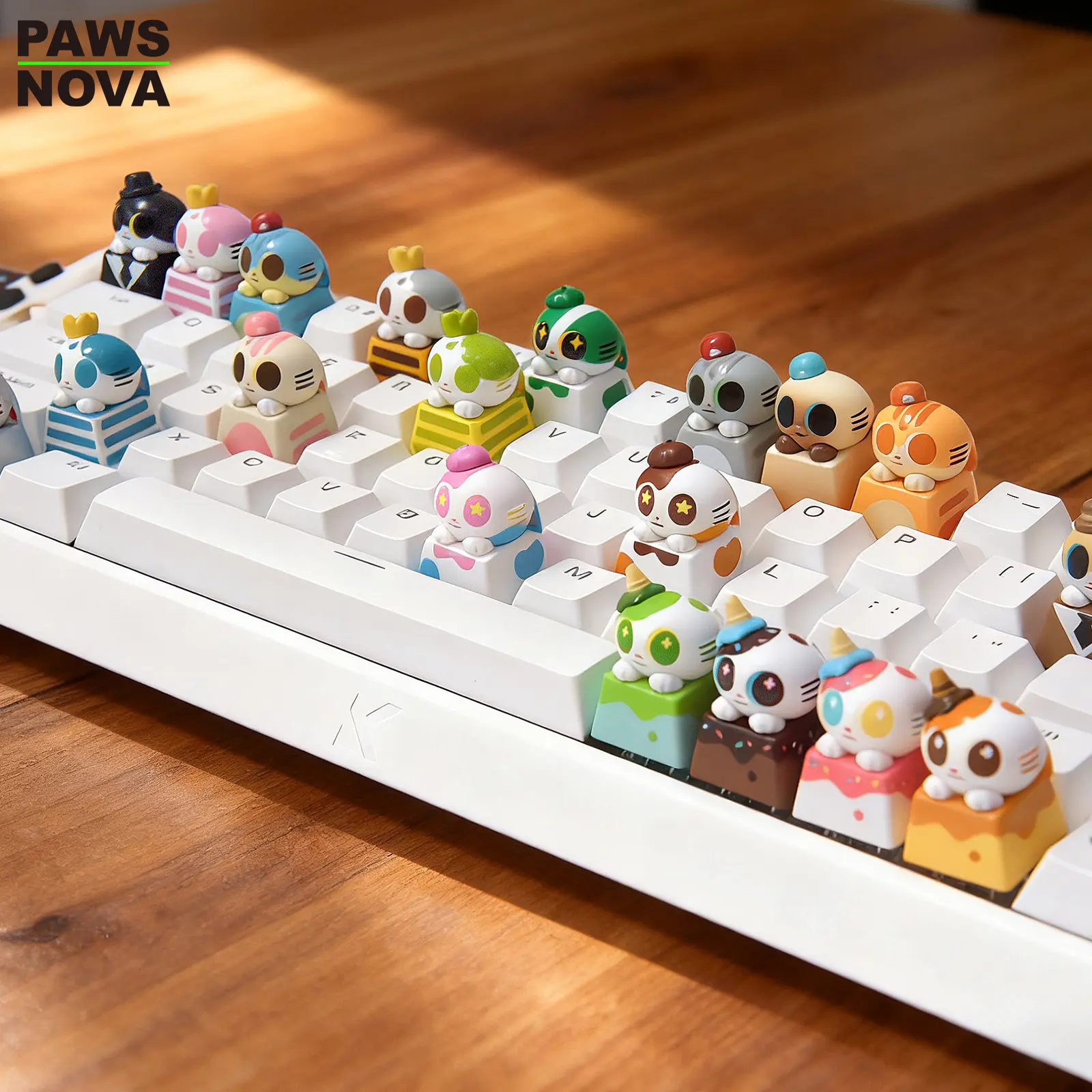 PAWSNOVA Doshii Cat Keycap Blind Box, Cartoon Anime Keycap