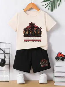 Boys' Cool, Fantasy Stranger Silhouette Print, Vintage Style, Soft Breathable Fabric, Perfect for Summer Activities
