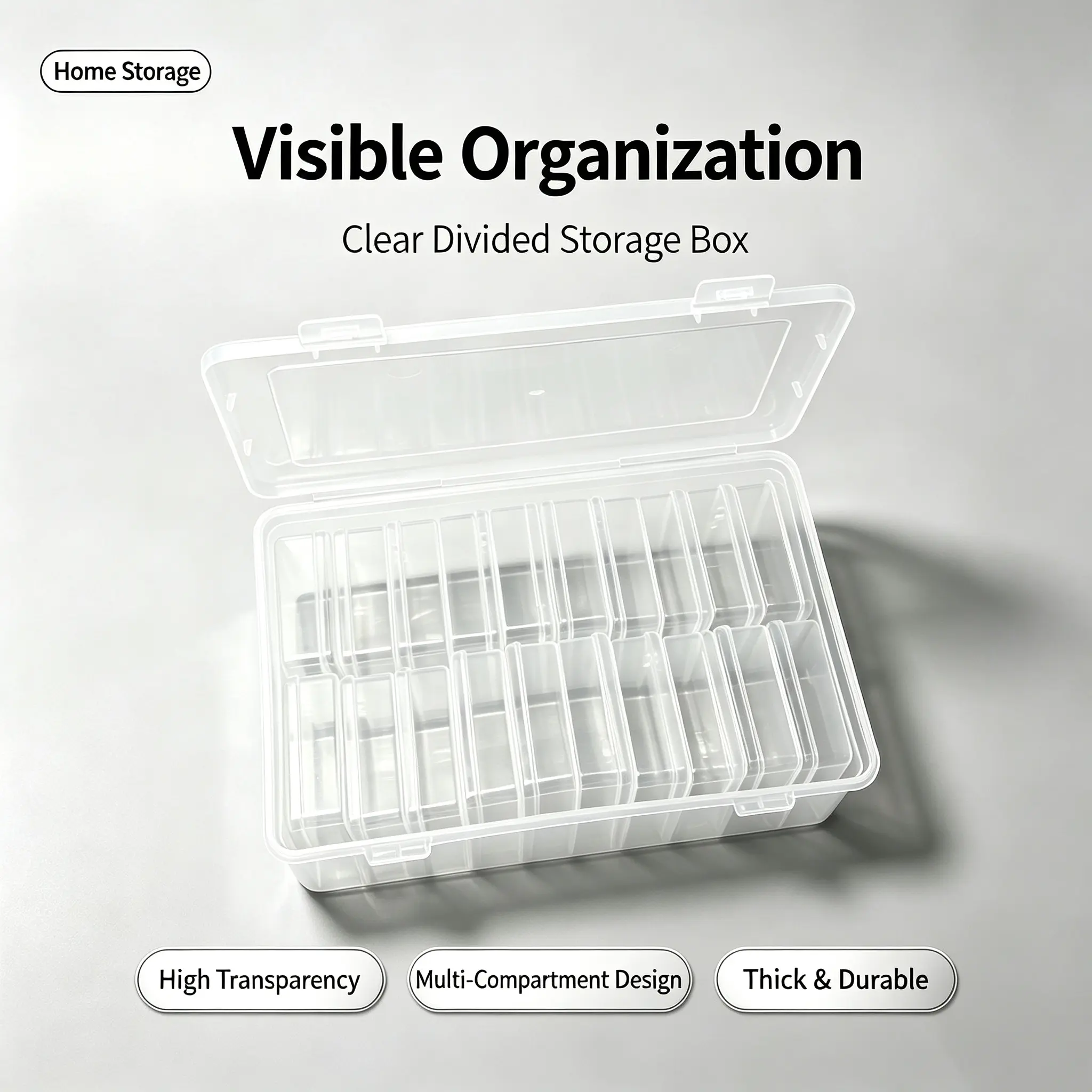 Transparent flip-top storage box set, 20 mini cases, multi-purpose organizer for beads, earrings, small accessories, desktop container