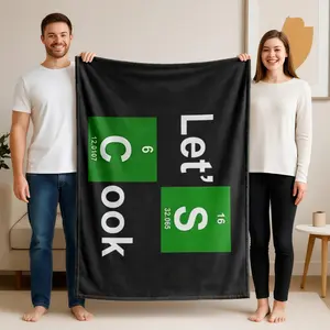 1 piece Creative Culinary Design in the Style of the Periodic Table of Elements themed flannel blanket - Modern design flannel blanket, suitable for sofas and beds, all-season use, super soft and comfortable, digital printing, 100% polyester