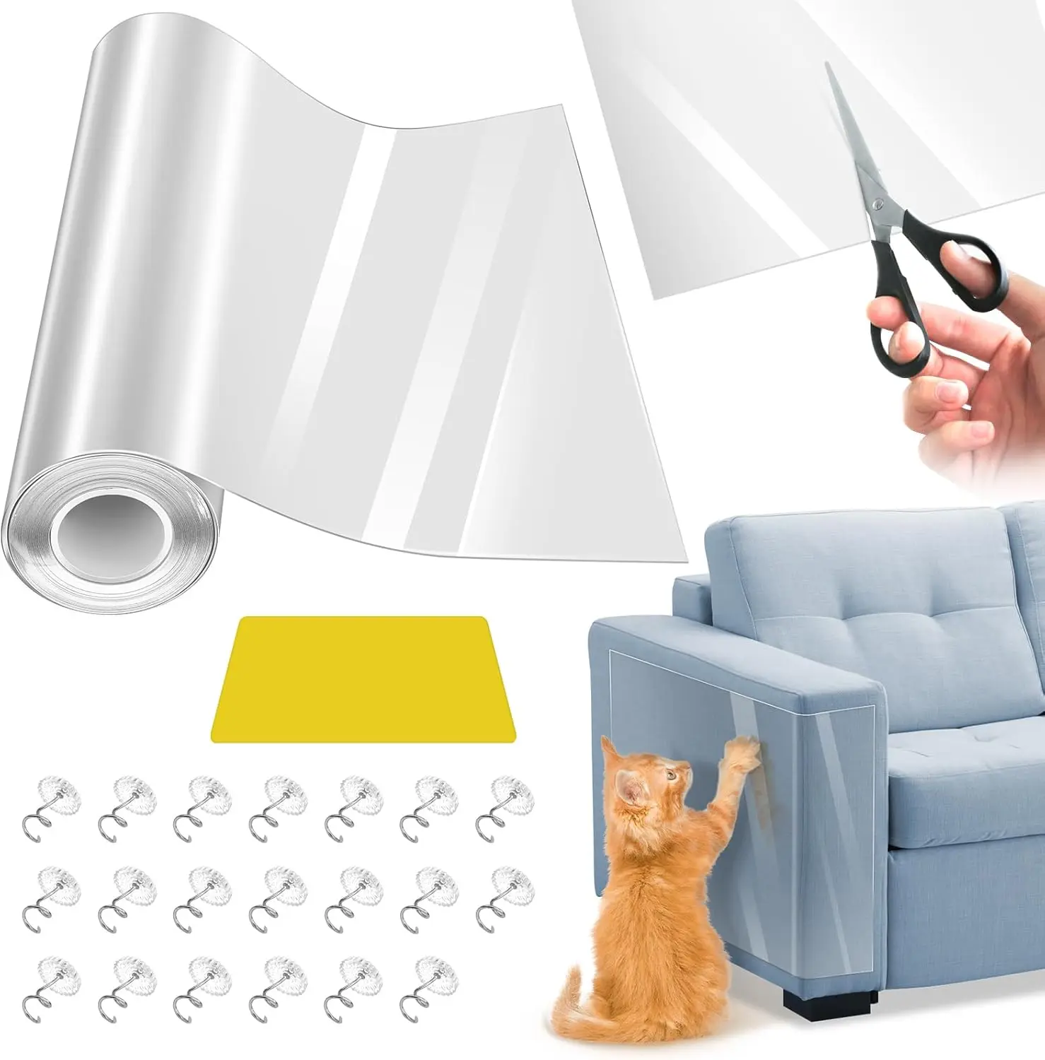Scratch Furniture Protector - Thicken PVC 196.8"x11.8" Couch from  Claws Single-Sided Anti  Tape - Couch Corner- Pet Tape for Furniture for Door Wall