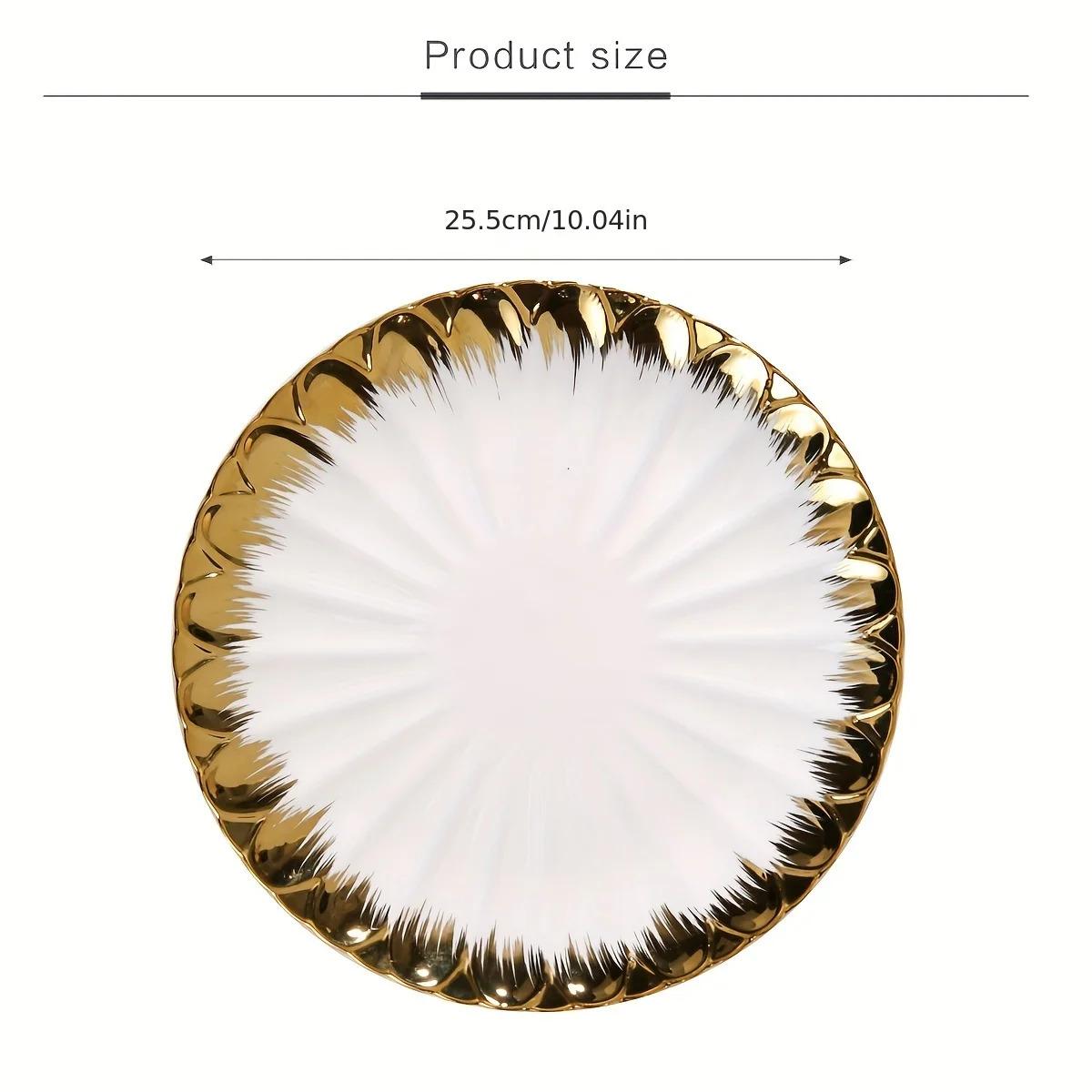 LETAOTAO Factory Supply Eco-Friendly Round White Porcelain Ceramic Steak Plate Dinner Set with Gold Rim