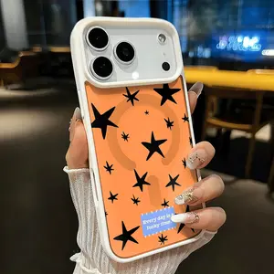 Lucky Star Orange Magnetic Phone Case Is Suitable for iPhone 17 E Air Pro ProMax iPhone16 15 14 Plus 13 12 Mini 11 X XS XR Features a Fashionable and Trendy Pattern Design. The Transparent Case Comes in Multiple Colors and Is a Classic Shockproof