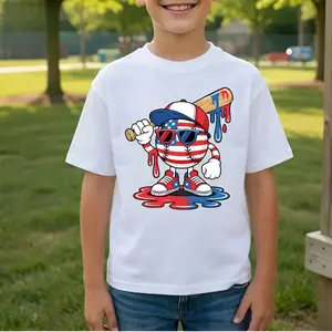 Youth and Adult Drip Baseball Tee, Funny American Flag Shirt, 4th Of July shirt For Youth, Patriotic Sports Mascot Tshirt, USA Team Player Top, Independence Day tee, USA Flag Drippy Graphic, Youth Clothing, holiday outfit, birthday gift, summer outfit
