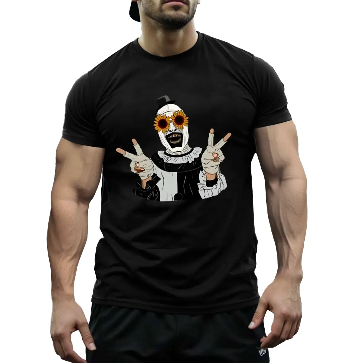 Terrifier Art The Clown Horror Movie Graphic Tee - Black Shirt with Menacing Clown Face Print - 100 Cotton Casual Streetwear for Halloween & Everyday Horror Fan Gift