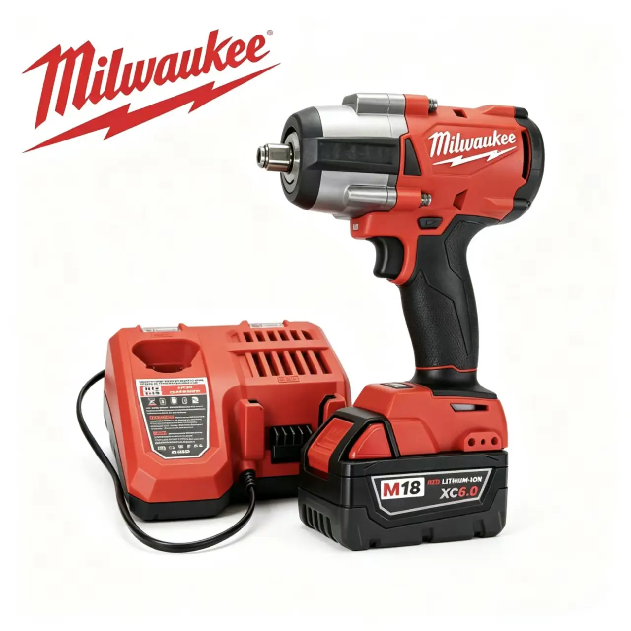 Milwaukee M18 1/2in Cordless Impact Wrench, 1000 Nm Breakaway Torque, 4500 RPM No-Load Speed, Dual Speed Settings for Fleet Maintenance, Construction Bolting