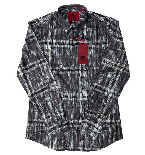 Platini Men's Gray Long Sleeve Shirt | Western Patterned Shirt