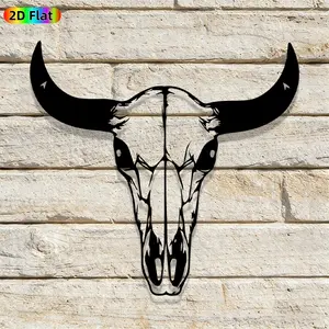 1pc Avant-Garde Cow Skull Metal Wall Art, Avant-Garde Cow Skull Statue Mural, Iron Craft, Perfect for Living Room, Garden, Zoo Corner Decor, Intricate Craftsmanship, Silhouette Wall Decor, Halloween Decor, Ideal Gift for Trend Seekers