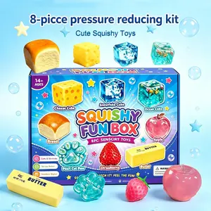 8-Piece Set  Malt Sugar Stress Relief Fidget Toys, Sensory Bundle, Creative Slow-Return Squishy, Party Gift, 8 Different Styles
