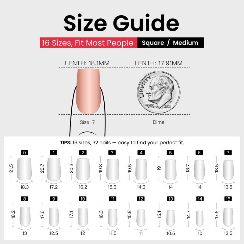 Curvlife medium square  ombre Gel Press On Nails  geometric green glossy shiny for spring Nail Art 2 Week Wear