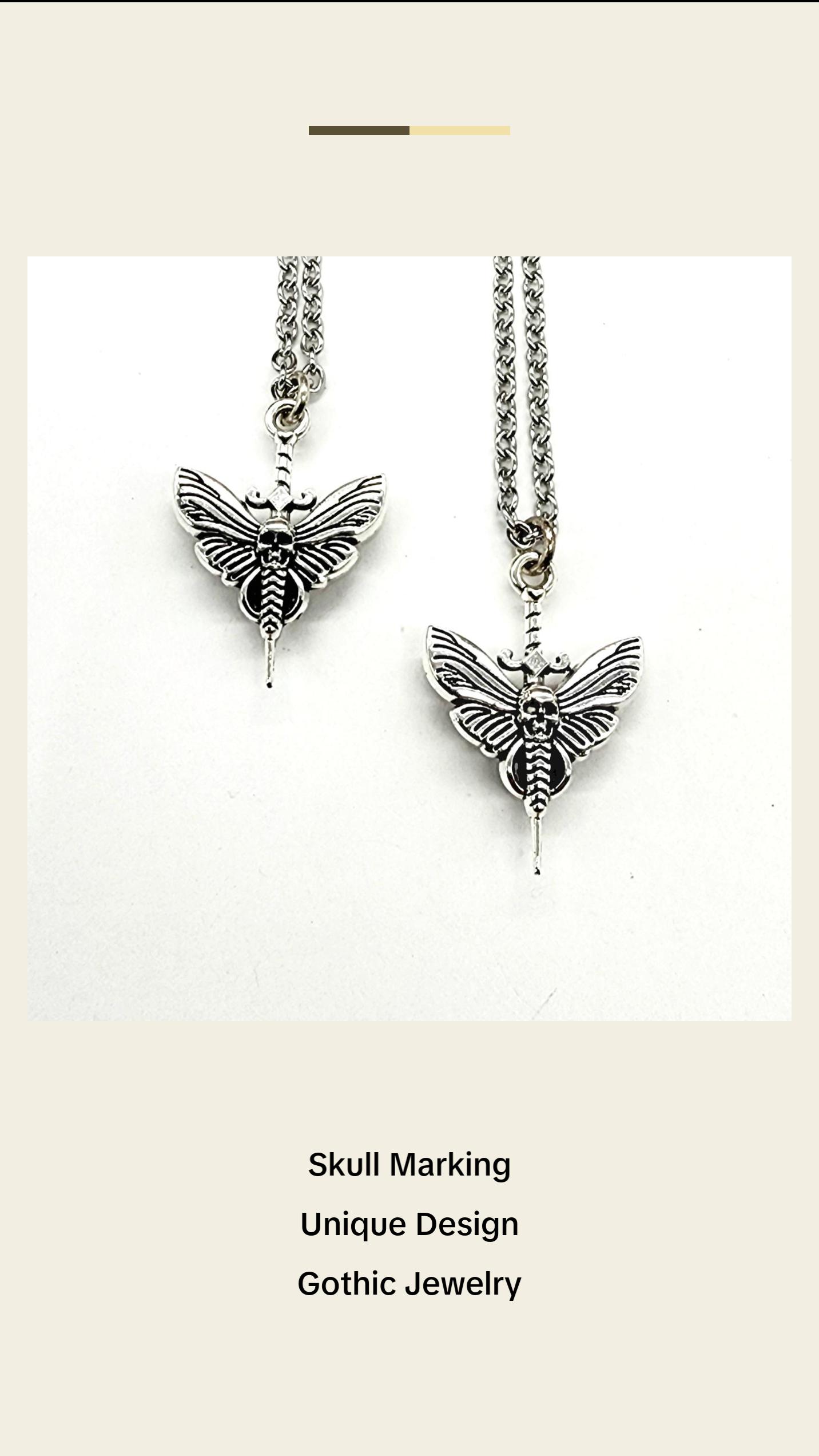 Death's Head Hawkmoth Dagger Necklace // Stainless Steel Chain