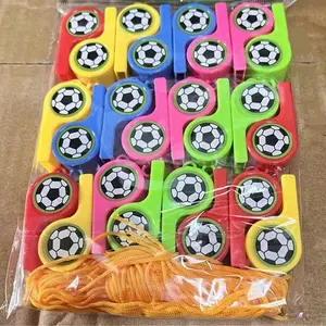 24 Colorful Soccer Theme Birthday Whistles for Party Favors, Fun Birthday Party Accessories, Cheer Props for Kids' Soccer Parties