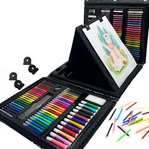 208 PCS Art Supplies,Drawing Set Art Kits for Valentines Day Gifts Kids Girls Boys Teens Artist, Art Set with Trifold Easel, Includes Crayons, Colored Pencils, Coloring Book, Scissors, Origami Paper